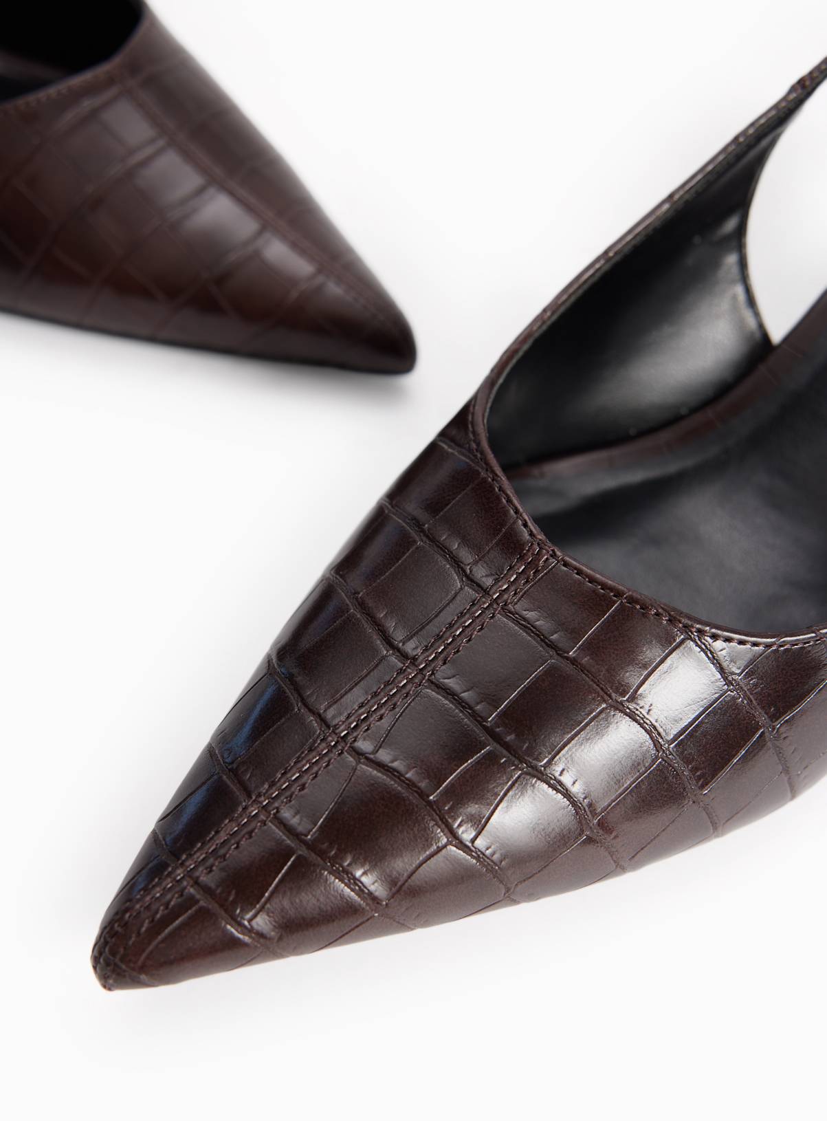 Dark Red Wedge Faux Leather Croc Detail Slingback Shoes 7 - Image 3